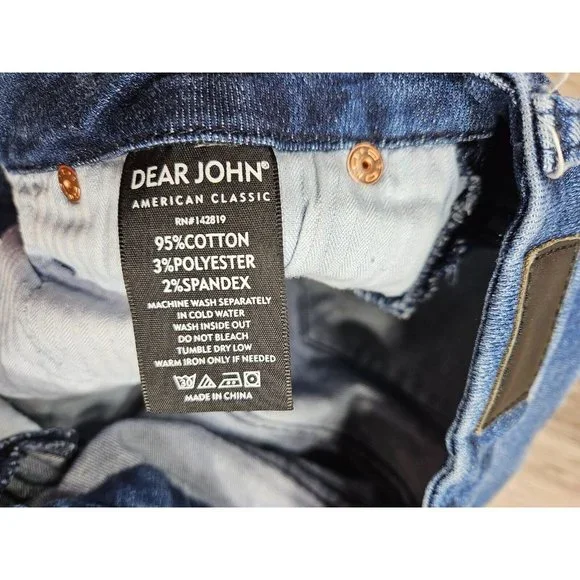 Dear John Women Size 27 Joyrich Comfort Skinny Distressed Embroidered Blue Jeans - Picture 7 of 12